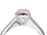 Silver Fancy Pink Emerald Cut Solitaire Diamond Ring with Six-Prong Setting and Classic Band_25