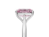 Silver Fancy Pink Emerald Cut Solitaire Diamond Ring with Six-Prong Setting and Classic Band_26