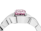 Silver Fancy Pink Emerald Cut Solitaire Intertwined Band Prong Setting Ring_10