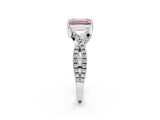 Silver Fancy Pink Emerald Cut Solitaire Twist Pave Diamond Engagement Ring with Prong Setting_44