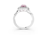 Silver Fancy Pink Emerald  Halo Diamond Engagement Ring with Twisted Band and Four-Prong Setting 3