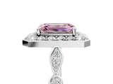 Silver Fancy Pink Emerald  Halo Diamond Engagement Ring with Twisted Band and Four-Prong Setting 5