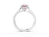 Silver Fancy Pink Emerald  Solitaire Diamond Ring with Four-Prong Setting and Tapered Band 4