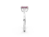 Silver Fancy Pink Emerald  Solitaire Diamond Ring with Split Shank and Four-Prong Setting_14