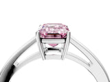 Silver Fancy Pink Emerald  Solitaire Diamond Ring with Split Shank and Four-Prong Setting_16
