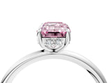 Silver Fancy Pink Emerald  Solitaire Diamond Ring with a Classic Band and Four-Prong Setting 5