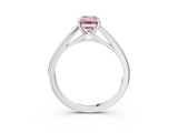 Silver Fancy Pink Emerald  Solitaire Engagement Ring with Four-Prong Setting and Classic Band 3