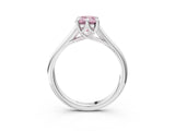 Silver Fancy Pink Emerald  Solitaire Engagement Ring with Six-Prong Setting and Classic Band 3