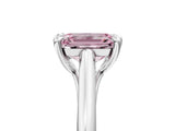 Silver Fancy Pink Emerald  Solitaire Engagement Ring with Six-Prong Setting and Classic Band 5