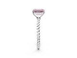 Silver Fancy Pink Emerald  Solitaire Twist Band Ring with Four-Prong Setting_2