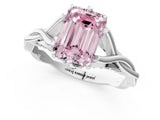 Silver Fancy Pink Emerald  Solitaire Twist Band Six-Prong Setting 1