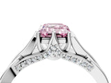 Silver Fancy Pink Emerald  Solitaire Twist Band Six-Prong Setting 4