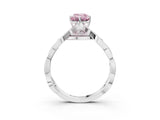 Silver Fancy Pink Emerald  Solitaire Twist Band with Leaf Prong Setting 3