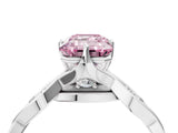 Silver Fancy Pink Emerald  Solitaire Twist Band with Leaf Prong Setting 4
