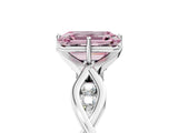 Silver Fancy Pink Emerald  Solitaire Twist Band with Leaf Prong Setting 5