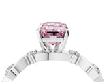 Silver Fancy Pink Emerald  Solitaire Twisted Band with Prong Setting 5