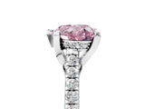 Silver Fancy Pink Heart  Brilliant Diamond Solitaire with Pavé Band and Four-Prong Setting 5