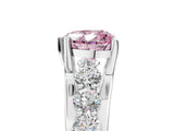 Silver Fancy Pink Heart  Brilliant Solitaire with Side Stones on a Pave Band and Four-Prong Setting_29