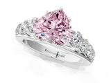 Silver Fancy Pink Heart Cut Brilliant Diamond Pavé Band with Six-Prong Setting_19