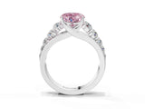 Silver Fancy Pink Heart Cut Brilliant Diamond Pavé Band with Six-Prong Setting_21