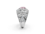 Silver Fancy Pink Heart Cut Brilliant Halo Pave Diamond Milgrain Ring_8