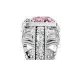 Silver Fancy Pink Heart Cut Brilliant Milgrain Filigree Diamond Ring with Square Prong Setting_11