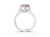 Silver Fancy Pink Heart Cut Brilliant Solitaire Diamond Ring with Channel Set Band and Bar Prong Setting_81