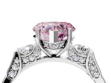 Silver Fancy Pink Heart Cut Brilliant Three-Stone Pave Band with Four-Prong Setting_10