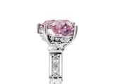 Silver Fancy Pink Heart Cut Brilliant Three-Stone Pave Band with Four-Prong Setting_11
