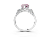 Silver Fancy Pink Heart Cut Brilliant Three-Stone Pave Band with Four-Prong Setting_9