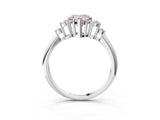Silver Fancy Pink Heart Cut Cut Diamond Cluster Ring with Solitaire Band and Four-Prong Setting_27