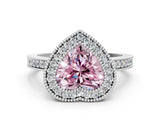 Silver Fancy Pink Heart Cut-Cut Diamond Halo Engagement Ring with Pave Band and Prong Setting_12