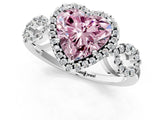 Silver Fancy Pink Heart Cut Cut Halo Diamond Infinity Band with Four-Prong Setting_7