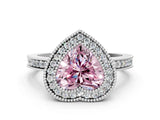 Silver Fancy Pink Heart Cut Cut Halo Pavé Diamond Ring_12