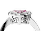 Silver Fancy Pink Heart Cut Cut Halo Pavé Diamond Ring_16