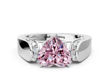 Silver Fancy Pink Heart Cut Diamond Channel Set Solitaire Ring with Four-Prong Setting_122
