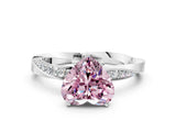 Silver Fancy Pink Heart Cut Diamond Engagement Ring with Side Stone Accents and Four-Prong Setting_12