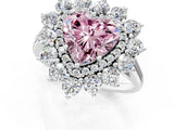 Silver Fancy Pink Heart Cut Diamond Floral Double Halo Engagement Ring with Prong Setting_157