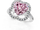 Silver Fancy Pink Heart Cut Diamond Floral Halo Split Shank Prong Setting Ring_31