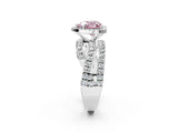Silver Fancy Pink Heart Cut Diamond Halo Ring with Round Split Shank and Prong Setting_14