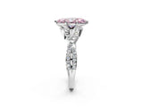 Silver Fancy Pink Heart Cut Diamond  Halo Twist Band Solitaire Prong Setting Ring_14