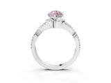 Silver Fancy Pink Heart Cut Diamond  Halo Twist Band Solitaire Prong Setting Ring_15