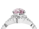Silver Fancy Pink Heart Cut Diamond  Halo Twist Band Solitaire Prong Setting Ring_16