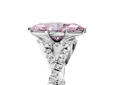 Silver Fancy Pink Heart Cut Diamond  Halo Twist Band Solitaire Prong Setting Ring_17
