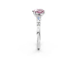 Silver Fancy Pink Heart  Cut Diamond Ring with Baguette Side Stones, Channel Set Band, and Four-Prong Setting_26