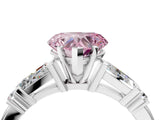 Silver Fancy Pink Heart  Cut Diamond Ring with Baguette Side Stones, Channel Set Band, and Four-Prong Setting_28
