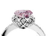 Silver Fancy Pink Heart Cut Diamond Scalloped Halo Engagement Ring with Round Shared Prong Band_4
