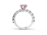 Silver Fancy Pink Heart Cut Diamond Side Stone Engagement Ring with Four-Prong Setting_15