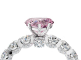 Silver Fancy Pink Heart Cut Diamond Side Stone Engagement Ring with Four-Prong Setting_16