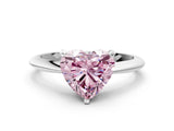 Silver Fancy Pink Heart Cut Diamond Solitaire Engagement Ring with Classic Band and Four-Prong Setting_12
